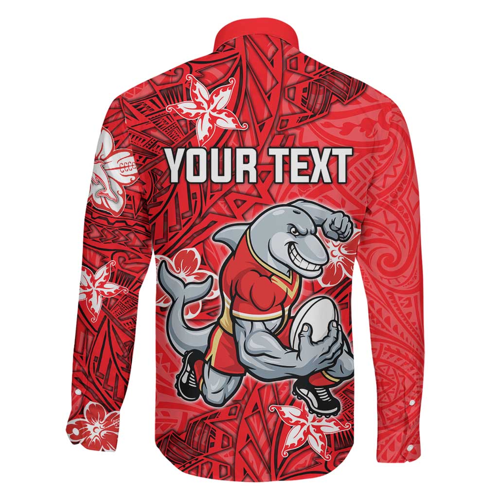 Personalised Dolphins Family Matching Mermaid Dress and Hawaiian Shirt Polynesian Tribal Pattern With Rugby Dolphin Mascot Art