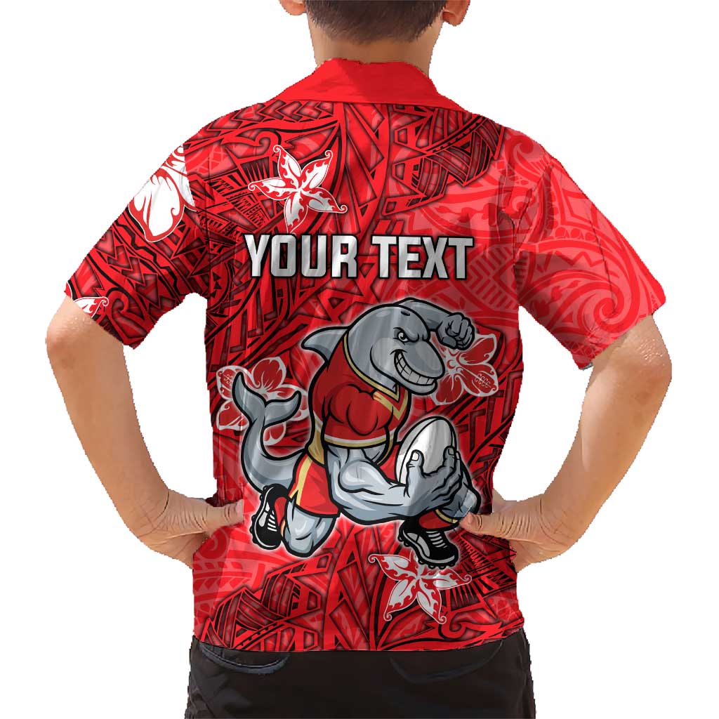 Personalised Dolphins Family Matching Puletasi and Hawaiian Shirt Polynesian Tribal Pattern With Rugby Dolphin Mascot Art