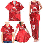 Personalised Dolphins Family Matching Tank Maxi Dress and Hawaiian Shirt Polynesian Tribal Pattern With Rugby Dolphin Mascot Art