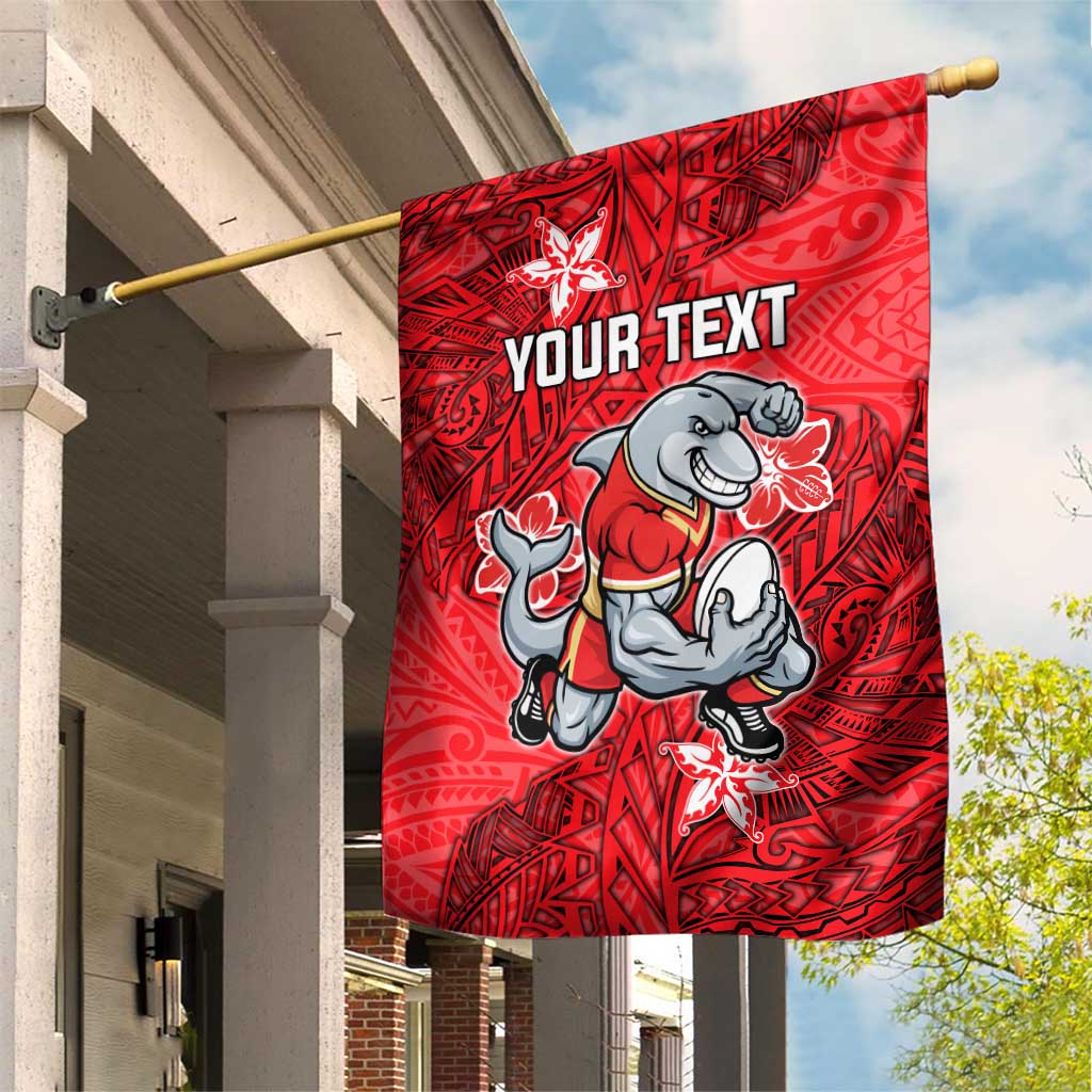 Personalised Dolphins Garden Flag Polynesian Tribal Pattern With Rugby Dolphin Mascot Art