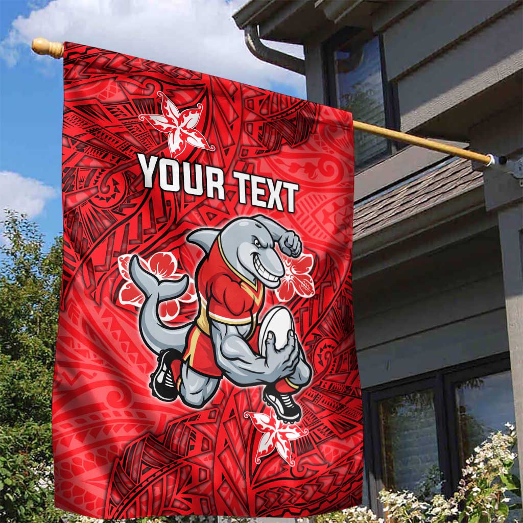 Personalised Dolphins Garden Flag Polynesian Tribal Pattern With Rugby Dolphin Mascot Art