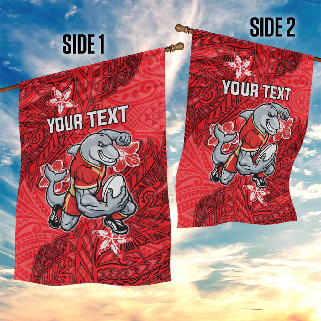 Personalised Dolphins Garden Flag Polynesian Tribal Pattern With Rugby Dolphin Mascot Art