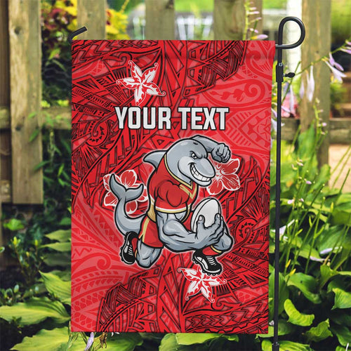 Personalised Dolphins Garden Flag Polynesian Tribal Pattern With Rugby Dolphin Mascot Art