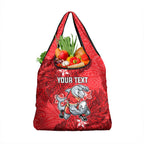 Personalised Dolphins Grocery Bag Polynesian Tribal Pattern With Rugby Dolphin Mascot Art