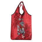 Personalised Dolphins Grocery Bag Polynesian Tribal Pattern With Rugby Dolphin Mascot Art