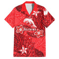 Personalised Dolphins Hawaiian Shirt Polynesian Tribal Pattern With Rugby Dolphin Mascot Art