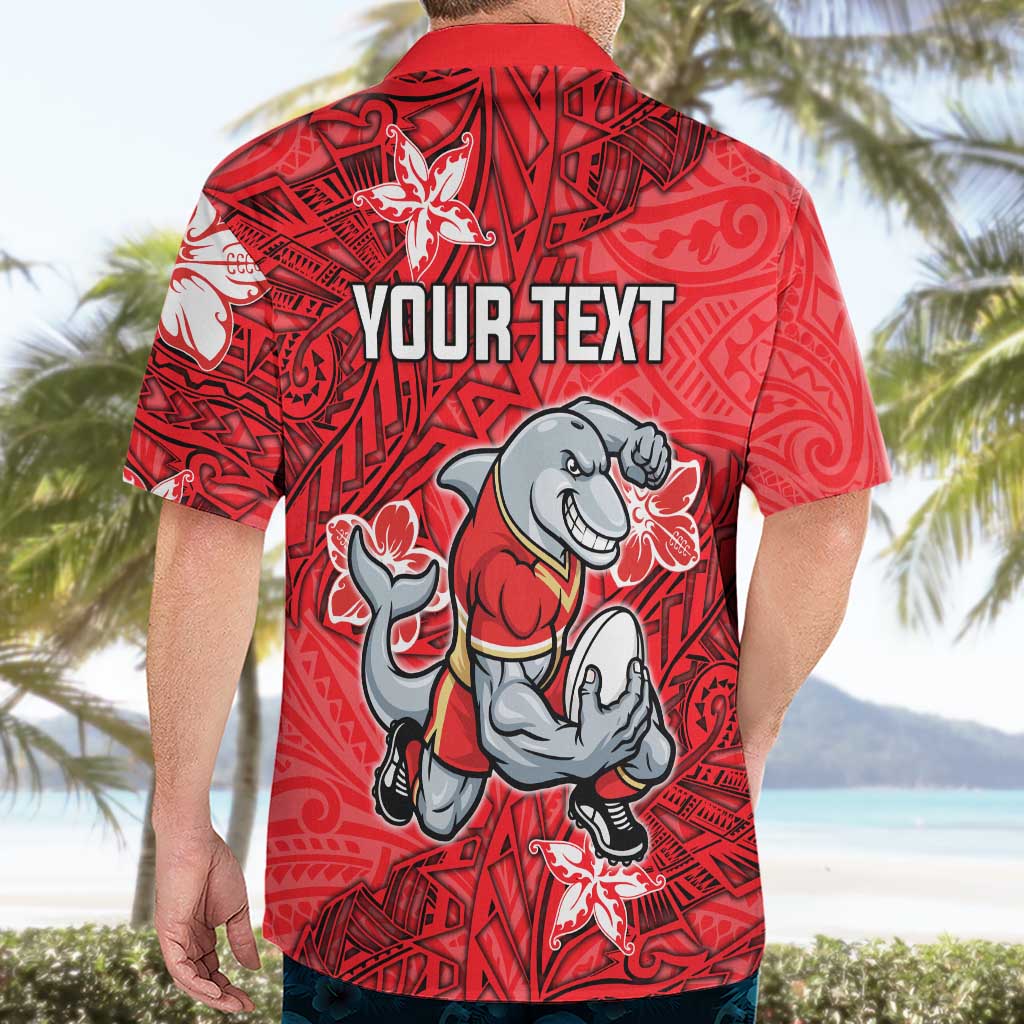 Personalised Dolphins Hawaiian Shirt Polynesian Tribal Pattern With Rugby Dolphin Mascot Art