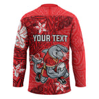 Personalised Dolphins Hockey Jersey Polynesian Tribal Pattern With Rugby Dolphin Mascot Art