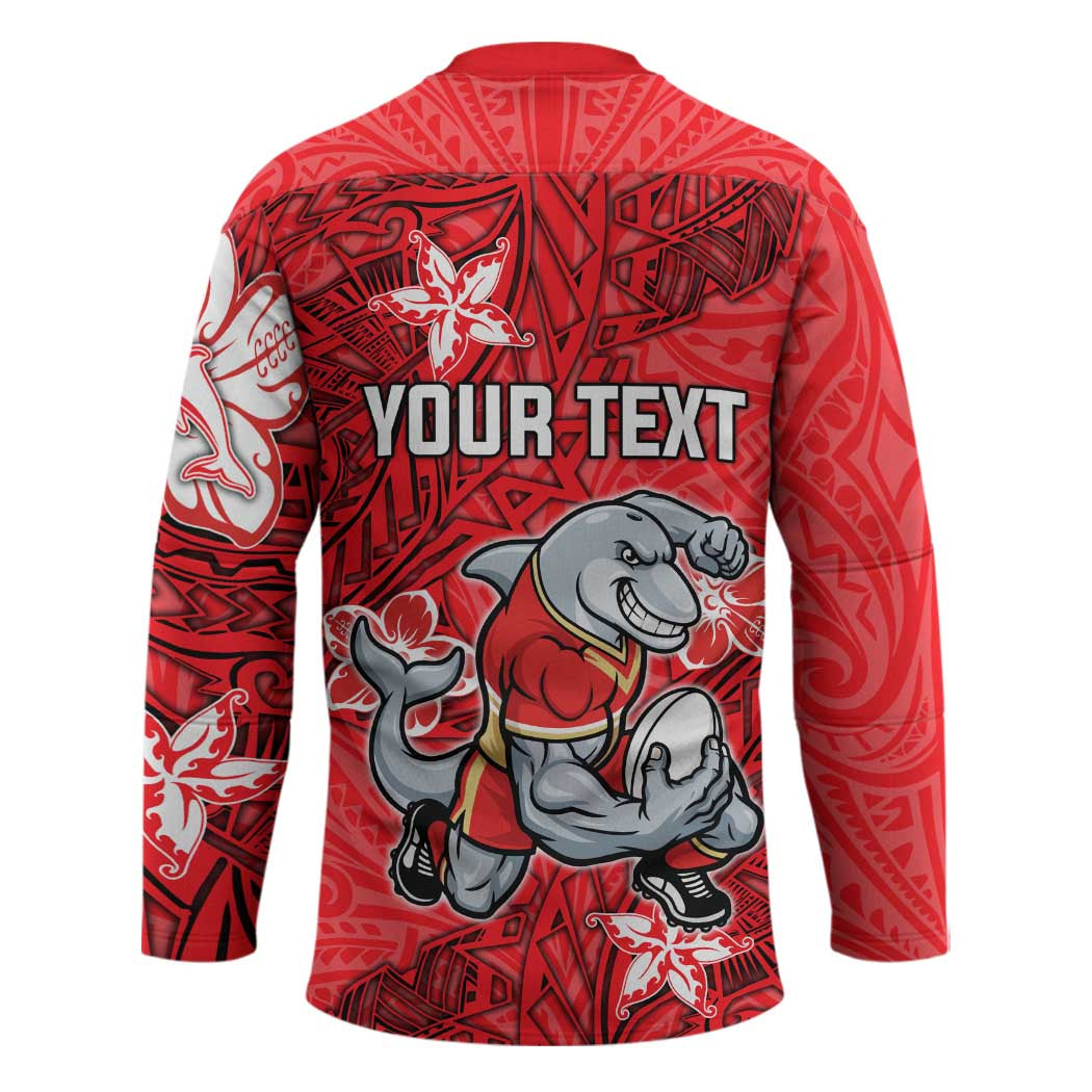 Personalised Dolphins Hockey Jersey Polynesian Tribal Pattern With Rugby Dolphin Mascot Art