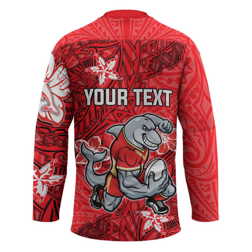 Personalised Dolphins Hockey Jersey Polynesian Tribal Pattern With Rugby Dolphin Mascot Art