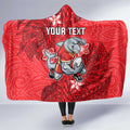 Personalised Dolphins Hooded Blanket Polynesian Tribal Pattern With Rugby Dolphin Mascot Art