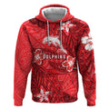 Personalised Dolphins Hoodie Polynesian Tribal Pattern With Rugby Dolphin Mascot Art