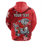 Personalised Dolphins Hoodie Polynesian Tribal Pattern With Rugby Dolphin Mascot Art