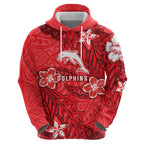Personalised Dolphins Hoodie Polynesian Tribal Pattern With Rugby Dolphin Mascot Art
