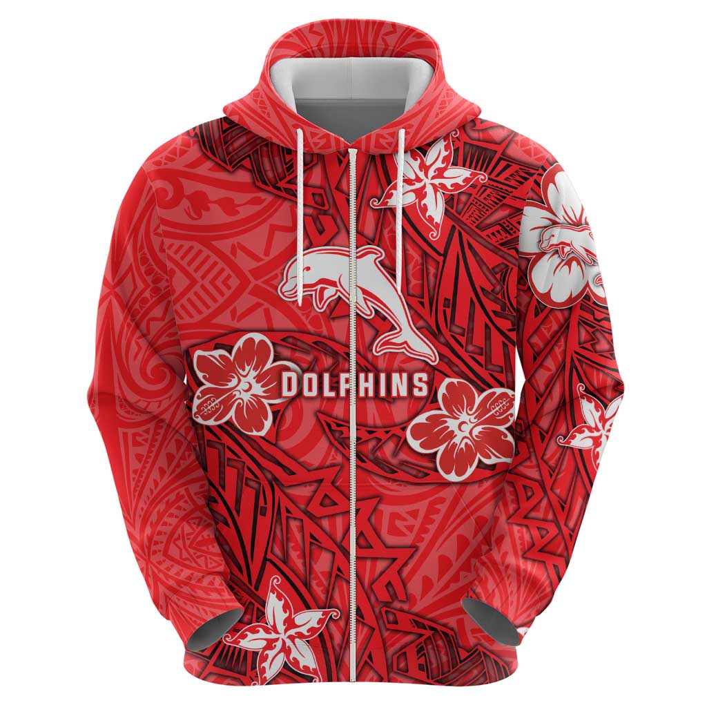 Personalised Dolphins Hoodie Polynesian Tribal Pattern With Rugby Dolphin Mascot Art