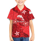 Personalised Dolphins Kid Hawaiian Shirt Polynesian Tribal Pattern With Rugby Dolphin Mascot Art