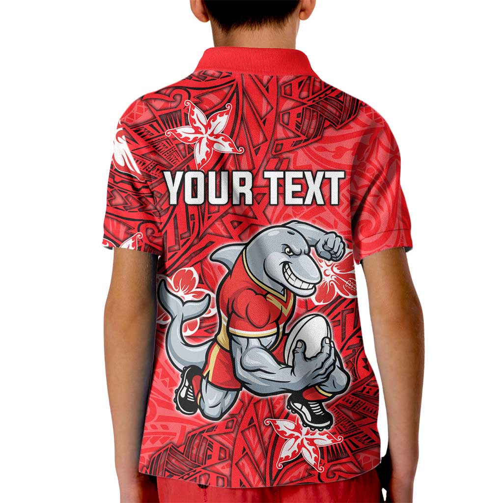 Personalised Dolphins Kid Polo Shirt Polynesian Tribal Pattern With Rugby Dolphin Mascot Art