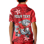Personalised Dolphins Kid Polo Shirt Polynesian Tribal Pattern With Rugby Dolphin Mascot Art
