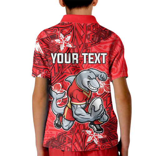 Personalised Dolphins Kid Polo Shirt Polynesian Tribal Pattern With Rugby Dolphin Mascot Art