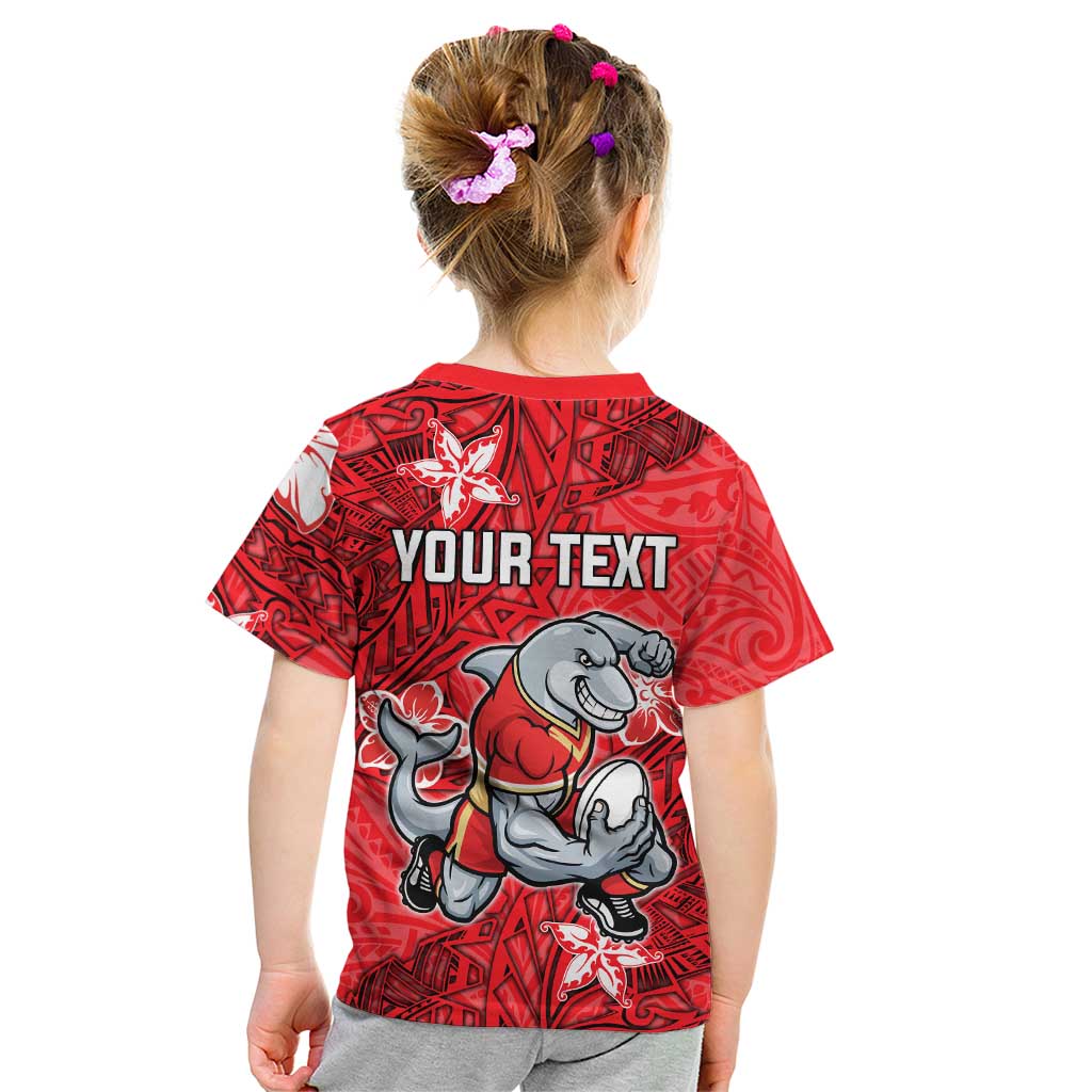 Personalised Dolphins Kid T Shirt Polynesian Tribal Pattern With Rugby Dolphin Mascot Art