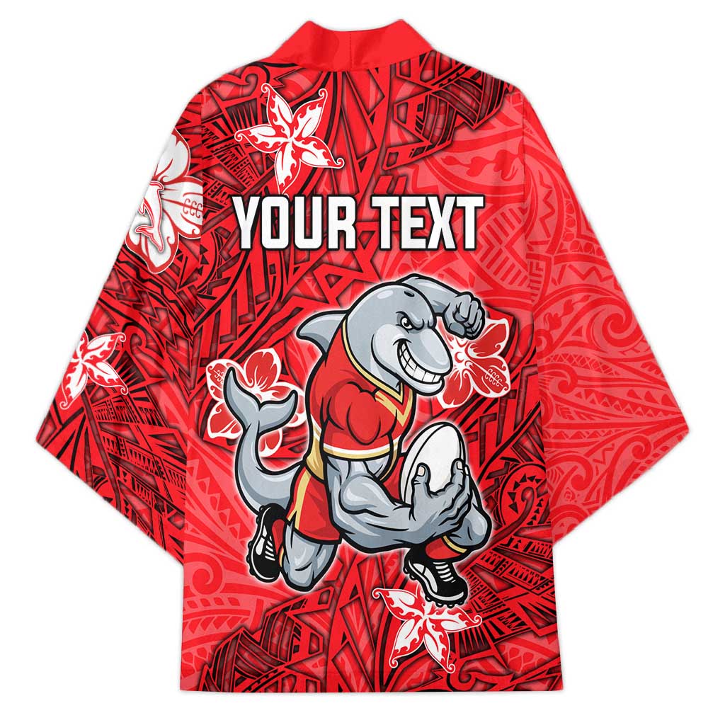 Personalised Dolphins Kimono Polynesian Tribal Pattern With Rugby Dolphin Mascot Art