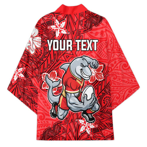 Personalised Dolphins Kimono Polynesian Tribal Pattern With Rugby Dolphin Mascot Art