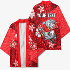 Personalised Dolphins Kimono Polynesian Tribal Pattern With Rugby Dolphin Mascot Art