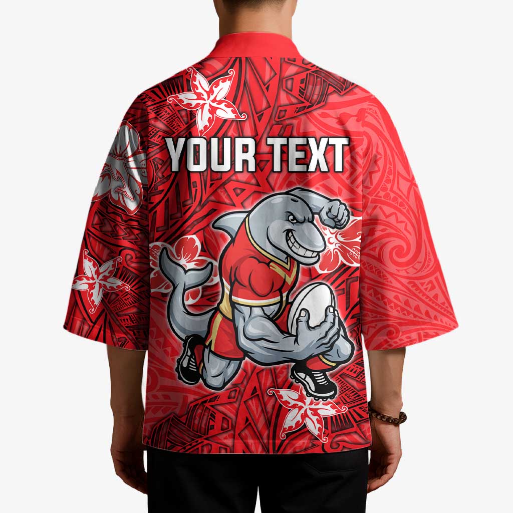Personalised Dolphins Kimono Polynesian Tribal Pattern With Rugby Dolphin Mascot Art