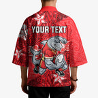 Personalised Dolphins Kimono Polynesian Tribal Pattern With Rugby Dolphin Mascot Art