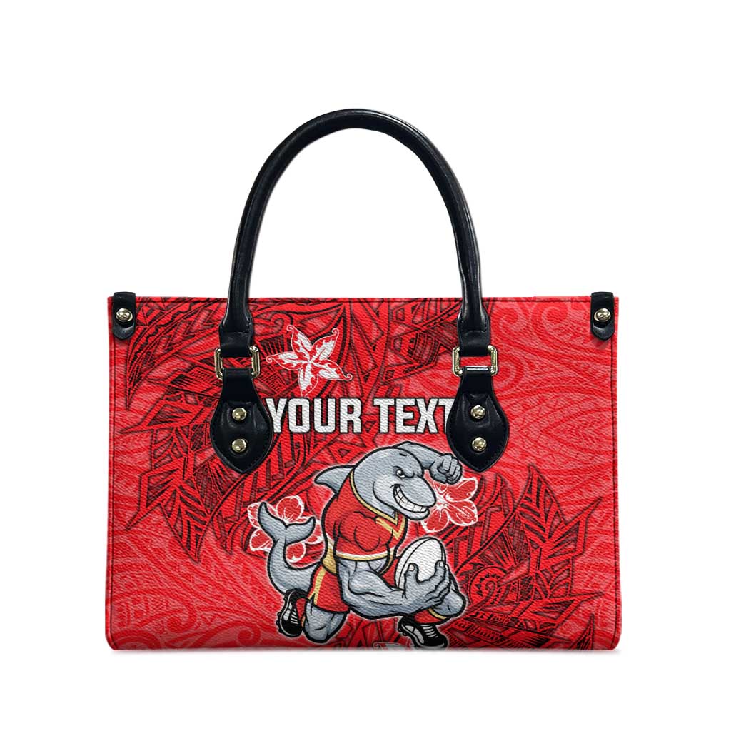 Personalised Dolphins Leather Bag Polynesian Tribal Pattern With Rugby Dolphin Mascot Art