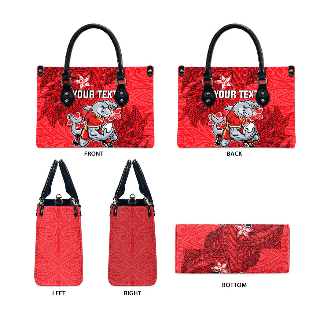 Personalised Dolphins Leather Bag Polynesian Tribal Pattern With Rugby Dolphin Mascot Art