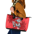 Personalised Dolphins Leather Tote Bag Polynesian Tribal Pattern With Rugby Dolphin Mascot Art