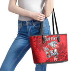 Personalised Dolphins Leather Tote Bag Polynesian Tribal Pattern With Rugby Dolphin Mascot Art