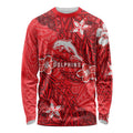 Personalised Dolphins Long Sleeve Shirt Polynesian Tribal Pattern With Rugby Dolphin Mascot Art