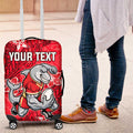 Personalised Dolphins Luggage Cover Polynesian Tribal Pattern With Rugby Dolphin Mascot Art