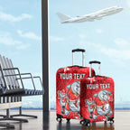 Personalised Dolphins Luggage Cover Polynesian Tribal Pattern With Rugby Dolphin Mascot Art
