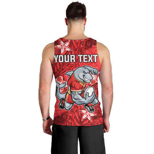 Personalised Dolphins Men Tank Top Polynesian Tribal Pattern With Rugby Dolphin Mascot Art
