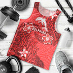 Personalised Dolphins Men Tank Top Polynesian Tribal Pattern With Rugby Dolphin Mascot Art