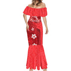 Personalised Dolphins Mermaid Dress Polynesian Tribal Pattern With Rugby Dolphin Mascot Art
