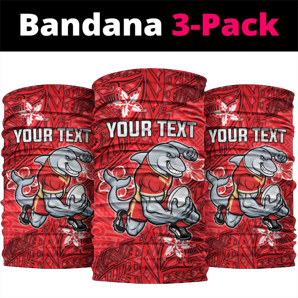 Personalised Dolphins Neck Gaiter Polynesian Tribal Pattern With Rugby Dolphin Mascot Art