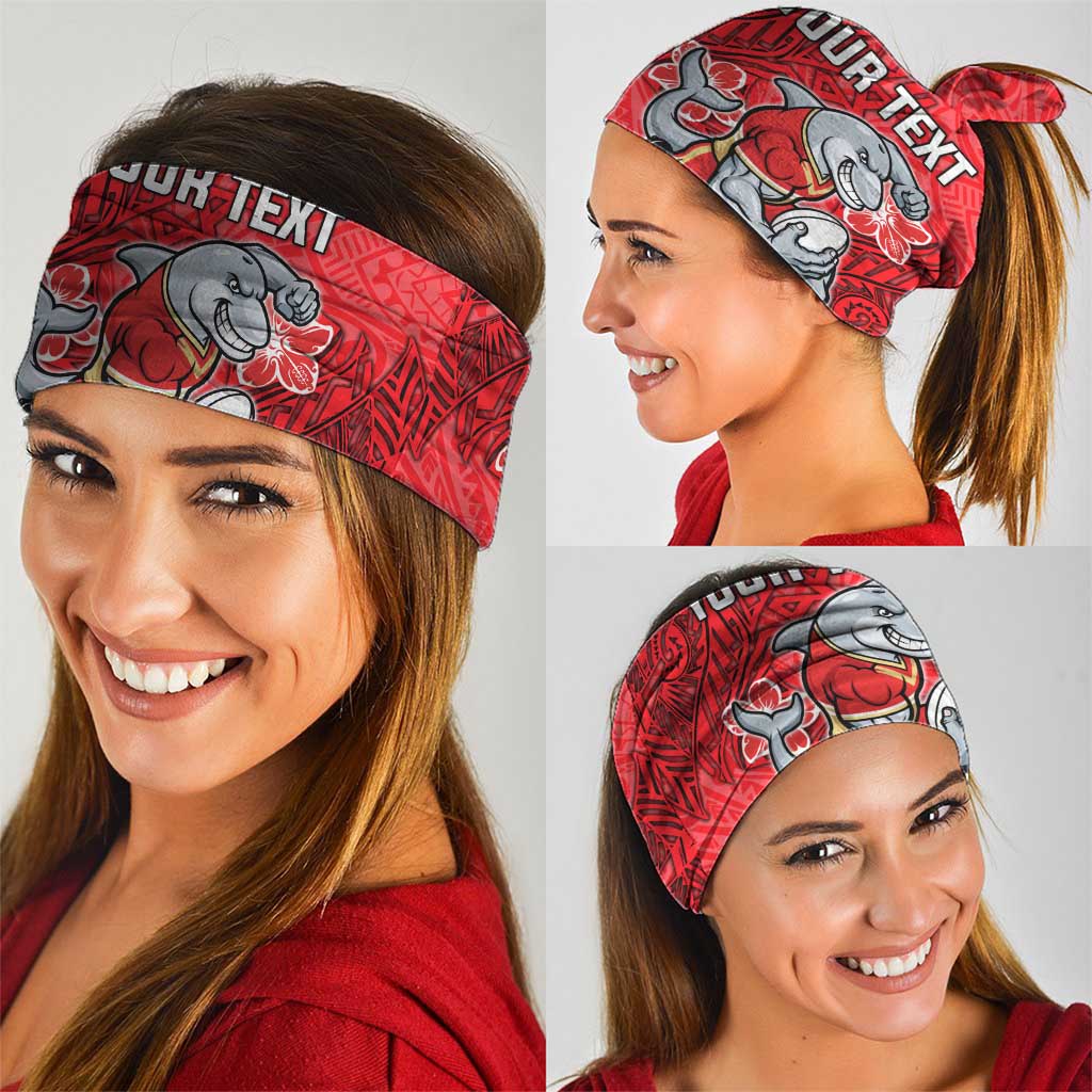Personalised Dolphins Neck Gaiter Polynesian Tribal Pattern With Rugby Dolphin Mascot Art