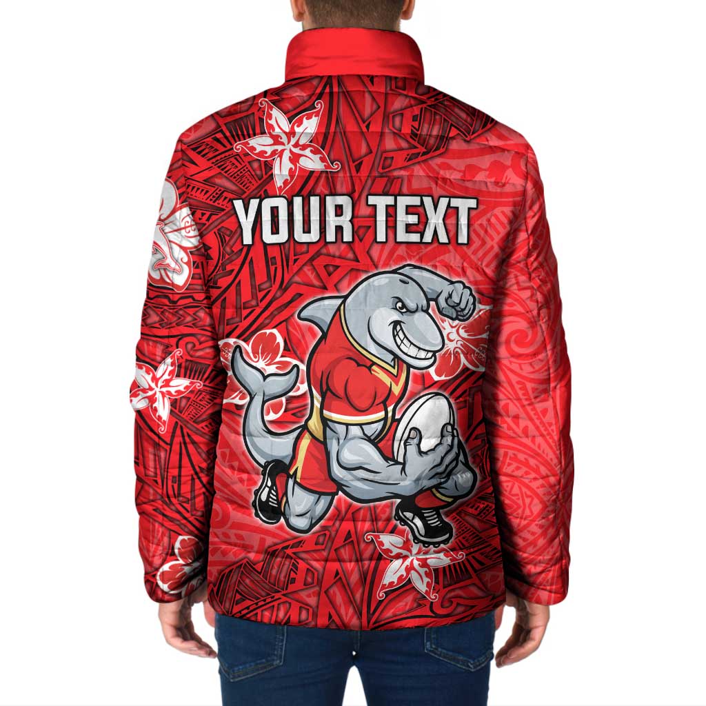 Personalised Dolphins Padded Jacket Polynesian Tribal Pattern With Rugby Dolphin Mascot Art