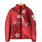 Personalised Dolphins Padded Jacket Polynesian Tribal Pattern With Rugby Dolphin Mascot Art