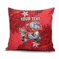 Personalised Dolphins Pillow Cover Polynesian Tribal Pattern With Rugby Dolphin Mascot Art