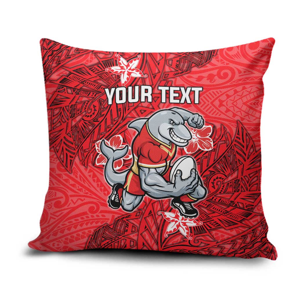 Personalised Dolphins Pillow Cover Polynesian Tribal Pattern With Rugby Dolphin Mascot Art