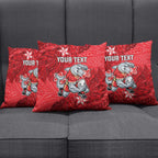 Personalised Dolphins Pillow Cover Polynesian Tribal Pattern With Rugby Dolphin Mascot Art