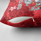 Personalised Dolphins Pillow Cover Polynesian Tribal Pattern With Rugby Dolphin Mascot Art