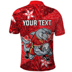 Personalised Dolphins Polo Shirt Polynesian Tribal Pattern With Rugby Dolphin Mascot Art