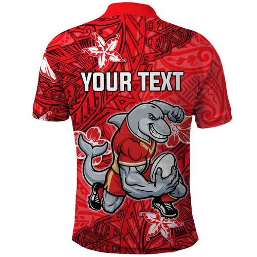 Personalised Dolphins Polo Shirt Polynesian Tribal Pattern With Rugby Dolphin Mascot Art