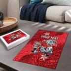 Personalised Dolphins Puzzle Polynesian Tribal Pattern With Rugby Dolphin Mascot Art
